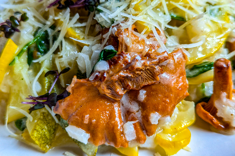 Risotto and Chanterelle mushrooms with parmesan cheese.