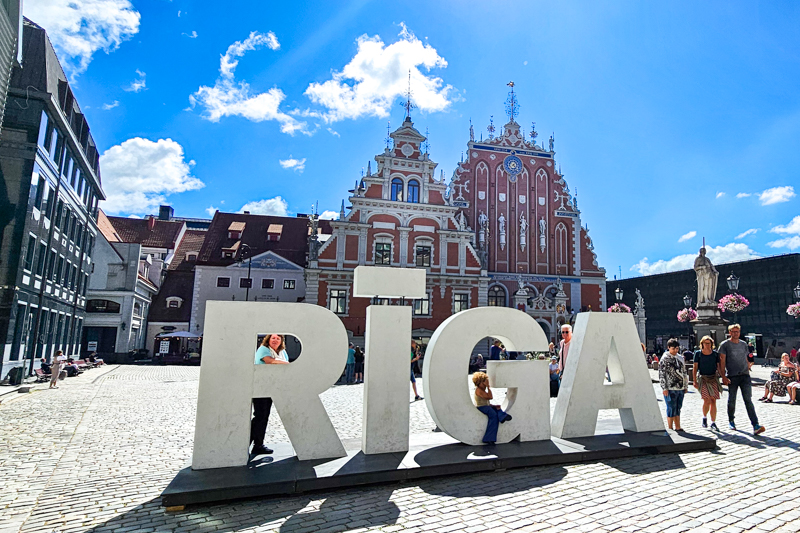 Riga sign in Old Town Riga.