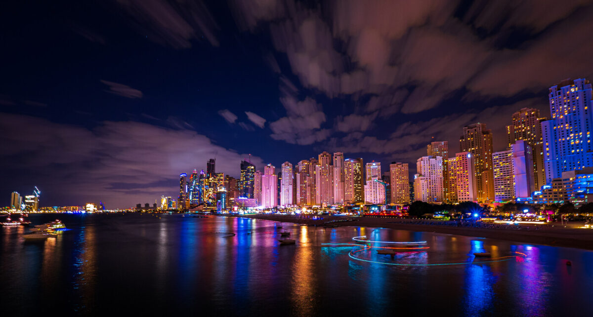 Dubai marina at night is perfect for a romantic dinner cruise