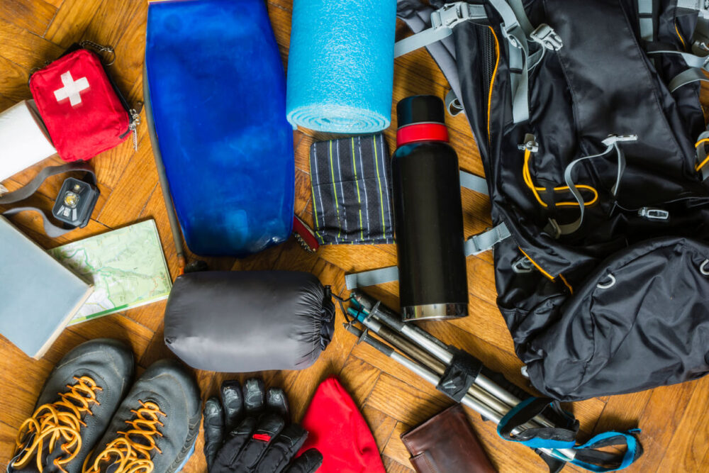 camping and hiking gear