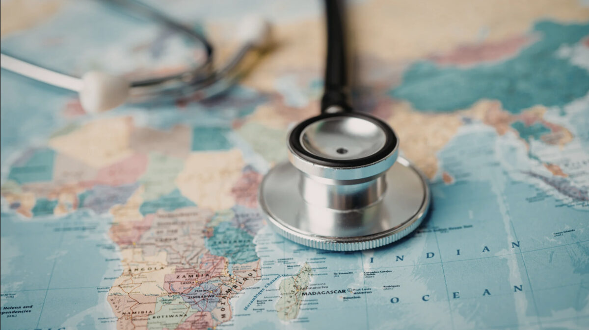 stethoscope on a map