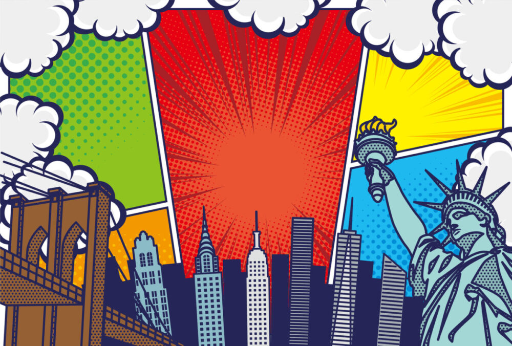 Souvenirs Worth Buying During a Multi-Country Journey 5 Pop art style New York cityscape background illustration