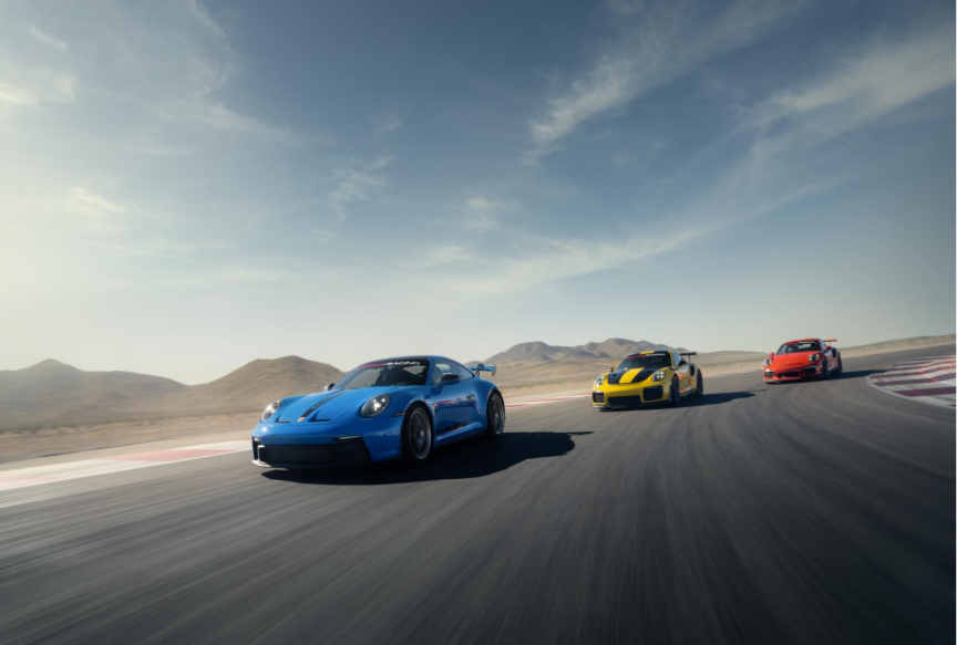 Porsches on the track