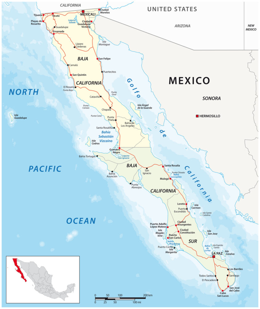 Whale Sharks in Baja California: When and Where to Go 2 Map of Baja California. Whale Sharks in Baja California.
