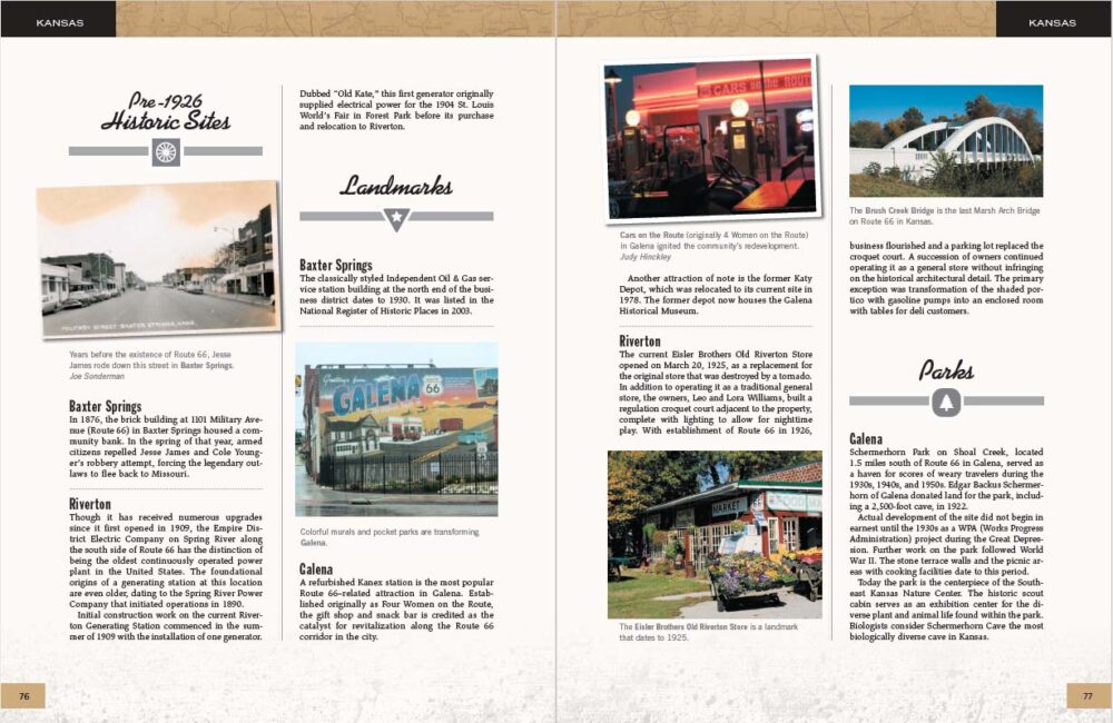 Illustrated Route 66 Historical Atlas Review: A Road Trip Guide 4 inside pages of a book about Route 66