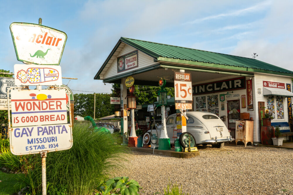 The Rise of Purposeful Travel: What Road Trips Teach Us About Slowing Down 3 Gary's Gay Parita vintage service station and tourist attraction on historic Route 66 in Ash Grove, Missouri.