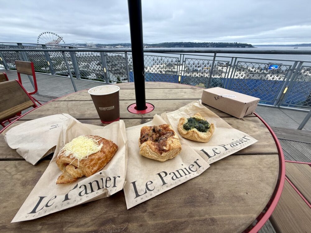 A Seattle Food Itinerary: 2 Days of Pike Place Market, Seafood, and Wine 14 Pastries from Le Panier overlooking the Seattle waterfront