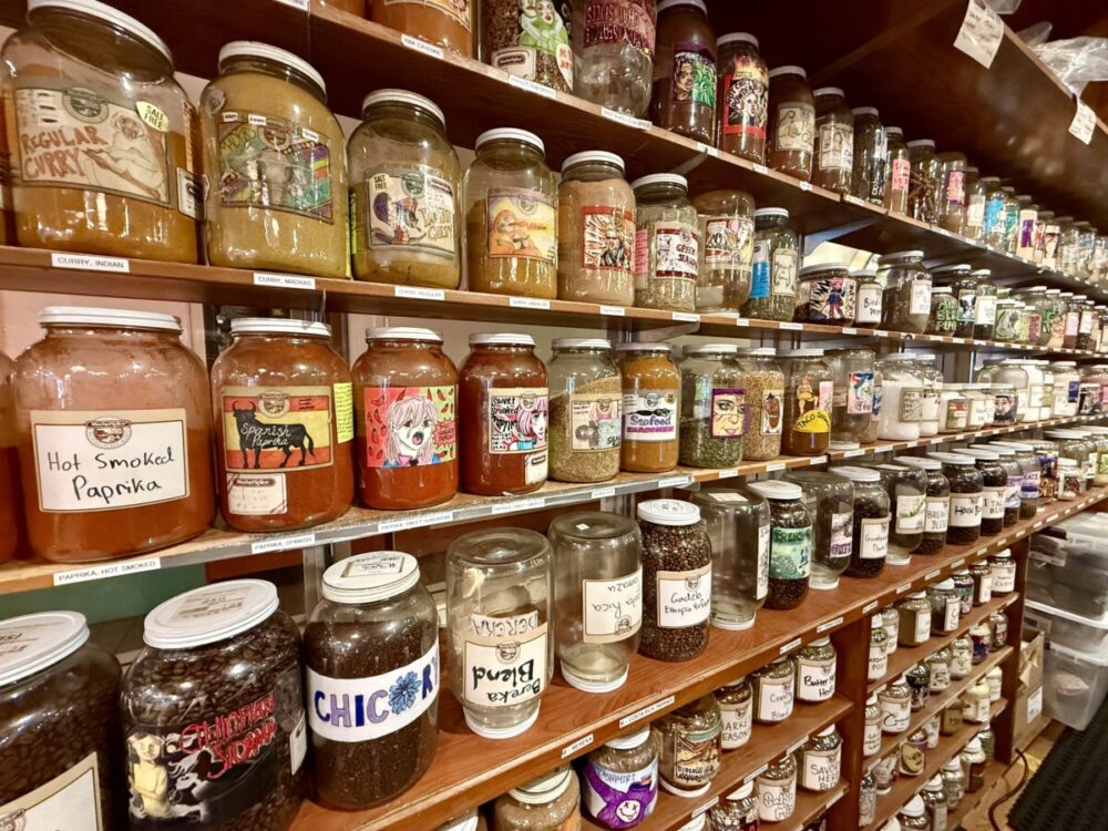 A Seattle Food Itinerary: 2 Days of Pike Place Market, Seafood, and Wine 10 jars of spices line a wall