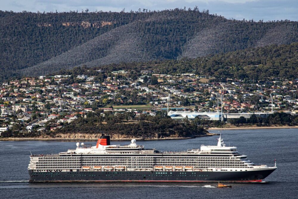 Hobart Food Guide: 10 Things to Eat, Drink, and Do in Tasmania 10 Aerial view of cruise ship near coastal city of Hobart Tasmania