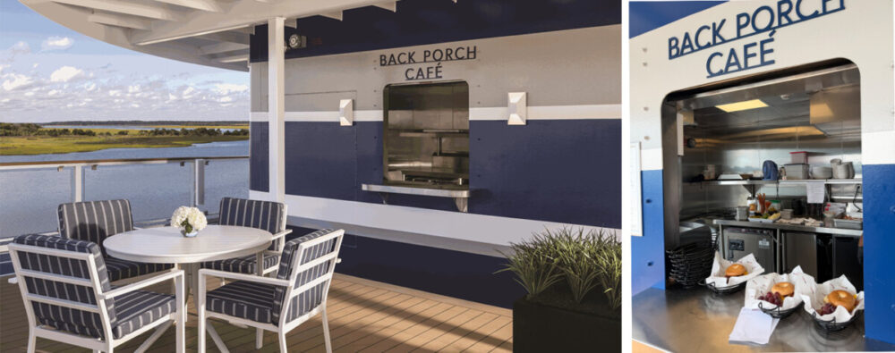 Explore Maine's Coast and Harbors Aboard American Cruise Lines 13 The Back Porch Cafe on American Maverick's top deck