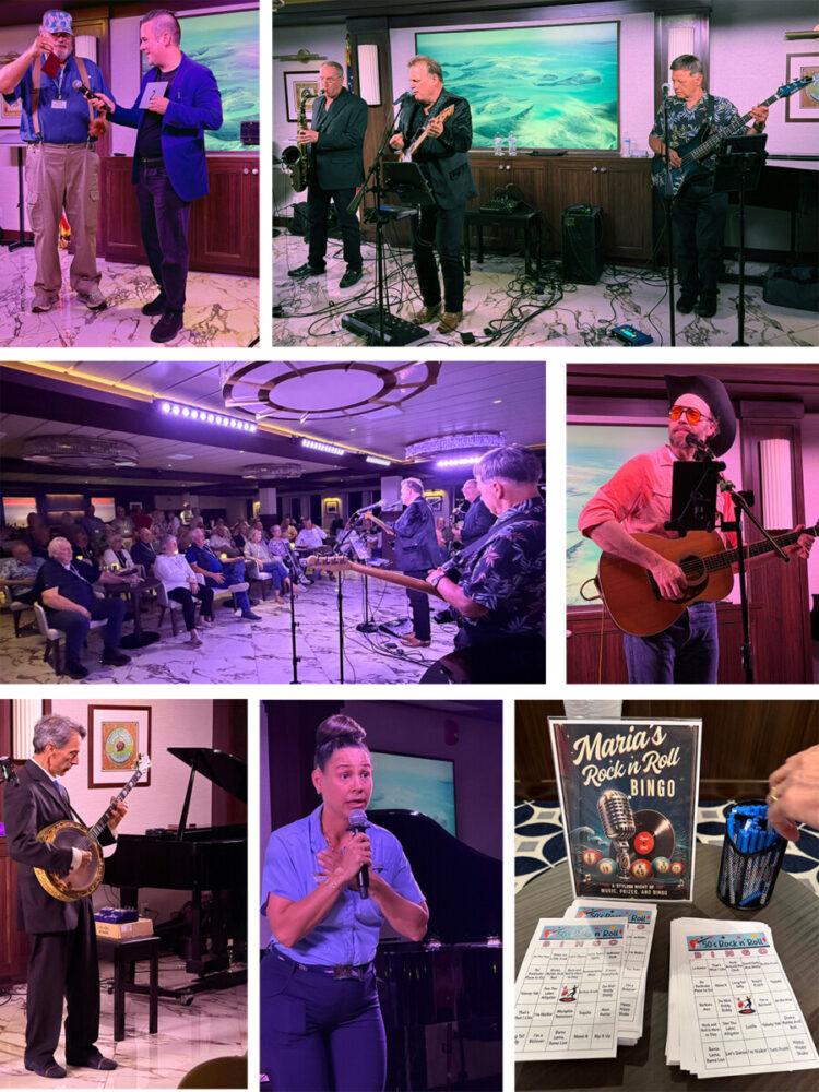 Explore Maine's Coast and Harbors Aboard American Cruise Lines 19 Collage of Entertainment in Chesapeake Lounge aboard American Maverick cruise ship