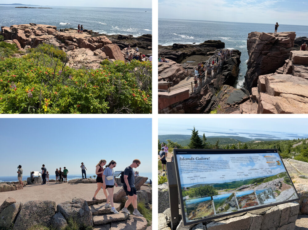 Explore Maine's Coast and Harbors Aboard American Cruise Lines 27 Collage - Cadillac Mountain and Thunder Hole in Acadia National Park