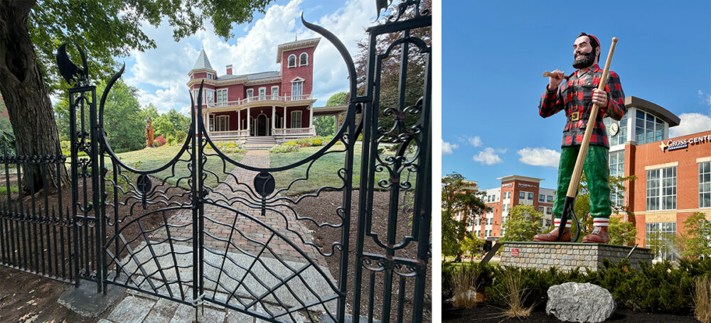 Explore Maine's Coast and Harbors Aboard American Cruise Lines 34 Stephen King's House and Paul Bunyan statue in Bangor, Maine.