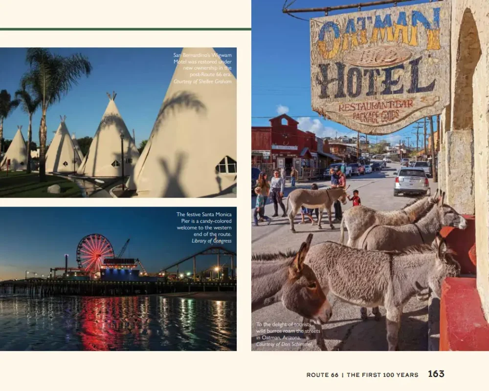 Photos of include Oatman, Arizona, by Shellee Graham in Route 66: The First 100 Years by Jim Ross and Shellee Graham