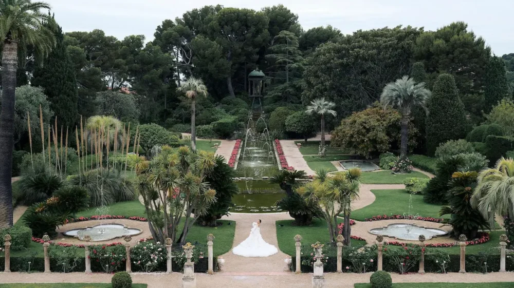A Dream Wedding at Villa Ephrussi de Rothschild on the French Riviera 3 Bride in the formal gardens at Villa Ephrussi de Rothschild wedding