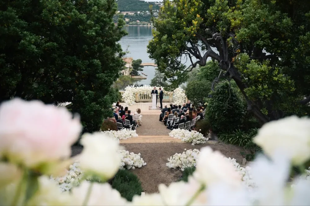 A Dream Wedding at Villa Ephrussi de Rothschild on the French Riviera 2 Ceremony in the gardens of Villa Ephrussi de Rothschild wedding overlooking the Mediterranean