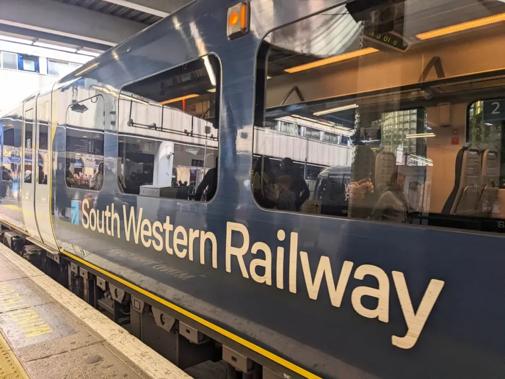 London and Southampton Cruise: How to Plan the Perfect City and Sea Escape 2 A South Western Railway car at a platform at Waterloo station.